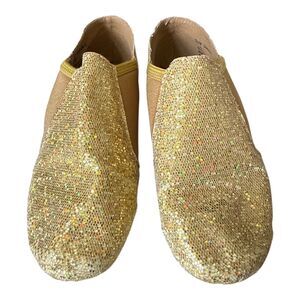 DOUBLE PLATINUM Dance Shoes Size 1 Girls Glitter Jazz Shoes, Gold, Style DAZZLEC